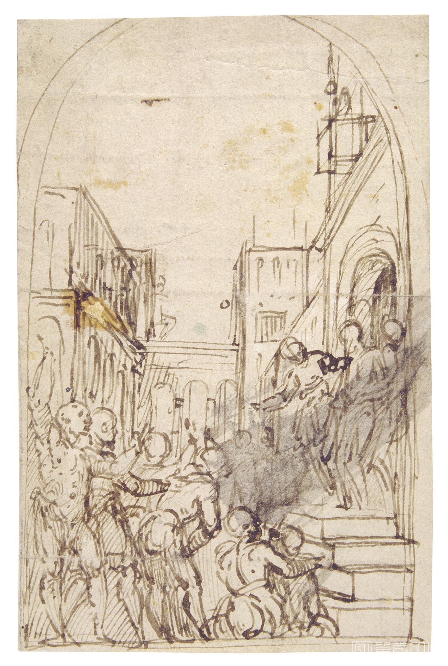 素描-西班牙普拉多美术馆素描藏画-Gambara, Lattanzio-Ecce Homo-0996